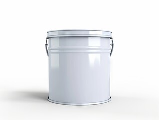 A white metal can on a plain background. - obrazy, fototapety, plakaty
