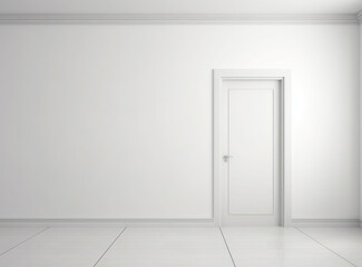 white wooden door in an empty room, close-up