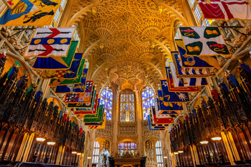 Interiors of Henry VII chapel in Westminster Abbey, London, UK