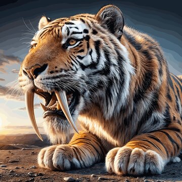 Retrato de Tigre Dientes de Sable