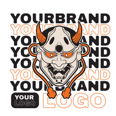 Oni japanese devil mask, Vector illustration	
