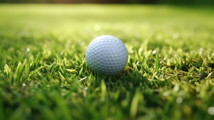 Fototapeta premium golf ball on the grass, sports background, wallpaper, close-up