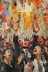 Vibrant Pentecostal Revival Collage, Pentecost a Christian holiday, the descent of the Holy Spirit.