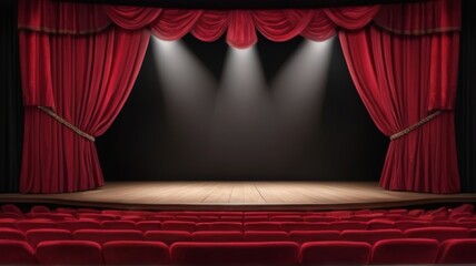 Dramatic Red Theater Curtains Wallpaper Suitable for Background