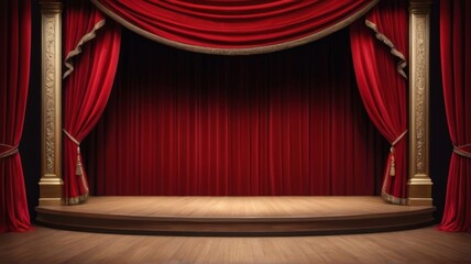 Theater Red Curtains Stage Wallpaper Suitable for Background