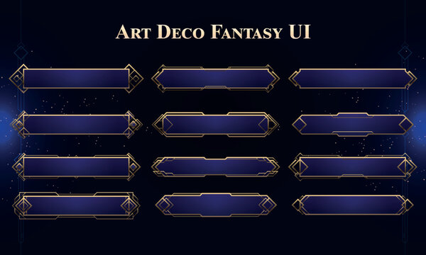 Set of Art Deco Modern User Interface Elements. Fantasy magic HUD. Banner elements for game UI. Vector Illustration EPS10