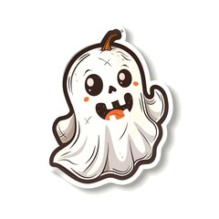 Adorable Ghost Sticker Isolated on White Background Perfect for Halloween