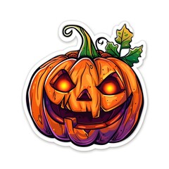Adorable Pumpkin Sticker Isolated on White Background Perfect for Halloween
