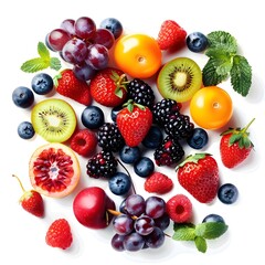 Obraz premium Assortment of Fresh Colorful Antioxidant Rich Fruits and Berries