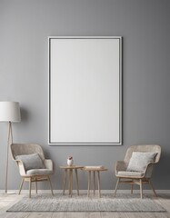 Minimalist Mockup Frame in Modern Apartment