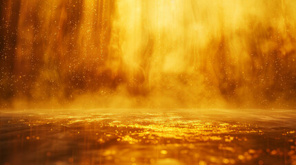 Golden light rays and particle abstract background