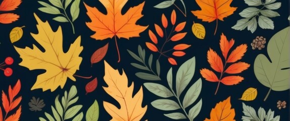 Golden Fall Leaves Wallpaper Suitable for Background. Copy Space
