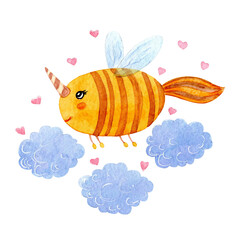 Watercolor bee illustration