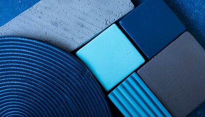 geometric concrete design moodboard color palette blue texture background