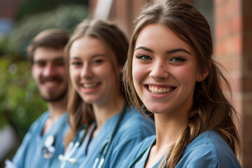 young nurses looking happy at work