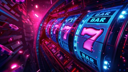 A slot machine or a spinning machine. A gambling game. A game concept. Luck and winnings