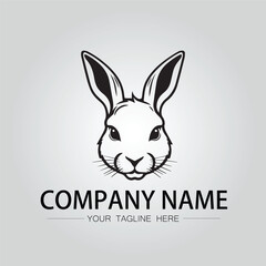 Rabbit silhouette company logo vector image on the white background