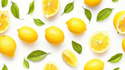 Seamless pattern of Lemon on white background