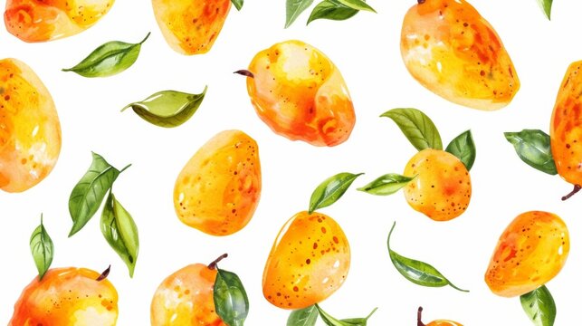 Seamless pattern of mango on white background