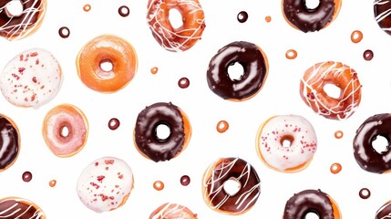 Seamless pattern with donut glaze on a white background