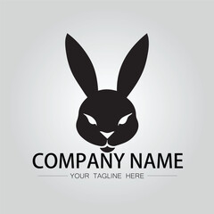 Rabbit silhouette company logo vector image on the white background