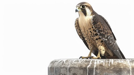 A bird with a brown and black head and body sits on a ledge