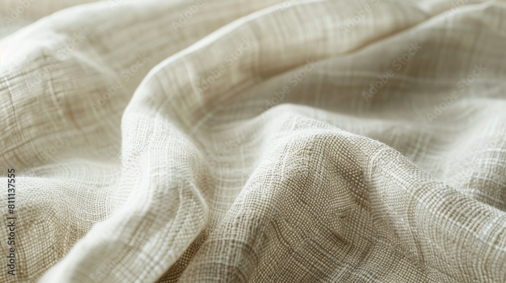 Aufkleber gently crumpled linen material showcases its natural texture and weave under diffused lighting.