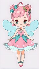 Cartoon fairy doll toy. illustration vector. Generative AI