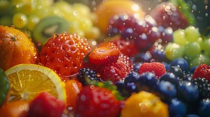Craft an image showcasing the juiciness of fruits