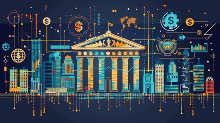 Obraz premium Craft an image showcasing the pivotal role of banks in facilitating global