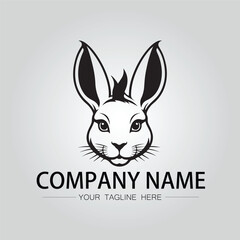 Rabbit silhouette company logo vector image on the white background
