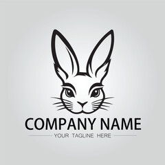 Rabbit silhouette company logo vector image on the white background