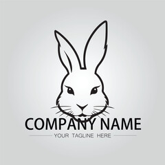 Rabbit silhouette company logo vector image on the white background