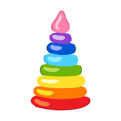 kid pyramid toy cartoon. color wooden, box block, car bear kid pyramid toy sign. isolated symbol vector illustration