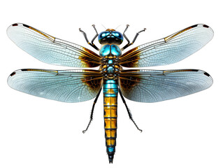 A digital painting of a dragonfly with vibrant colors.
