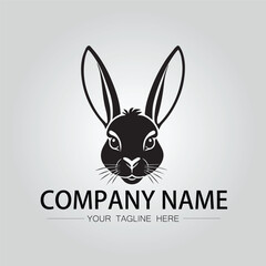 Rabbit silhouette company logo vector image on the white background