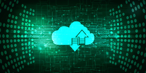 2d illustration uploading downloading arrow with cloud 