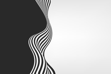 Abstract background illusion, vertical abstract black and white wave.