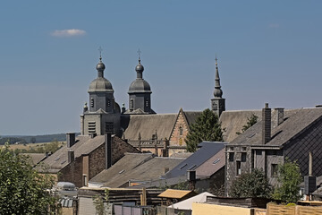 Saint-Hubert Basilica and and surrounding houses. Wallonia, Belgium
