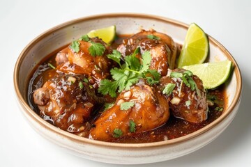 Fototapeta premium Flavorful Filipino Adobo Chicken in Elegant Ceramic Bowl