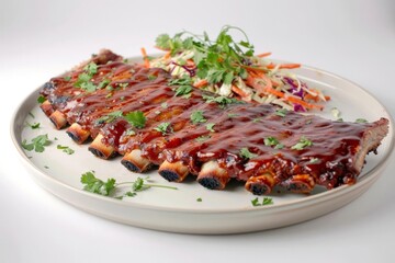 Savory and Sweet Kansas-City Style Ribs with Fresh Cilantro and Horseradish Sauce