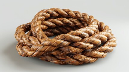 3D realistic image of a climbing rope, clean lighting, isolated on background