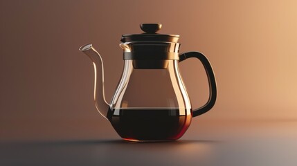 3D realistic image of a coffee pot, clean lighting, isolated on background