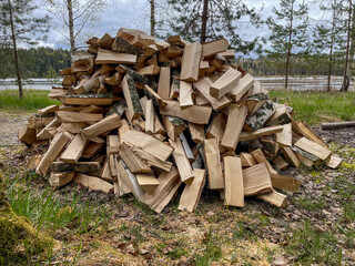 An honest days work: A pile of wood ready provide heat