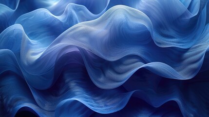 Abstract Painting of Blue Waves on a Black Background