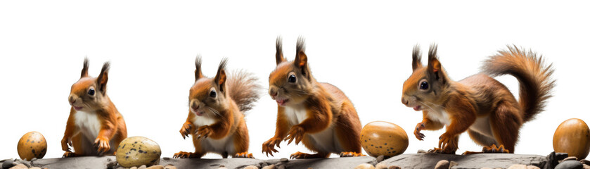 Funny cartoon squirrel isolated on transparent background.