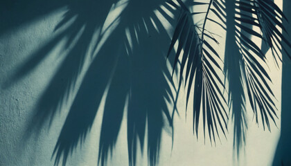 Obraz premium shadow of tropical leaves. Shadow of palm leaves. Beautiful abstract background concept banner for summer beach vacation. background for design