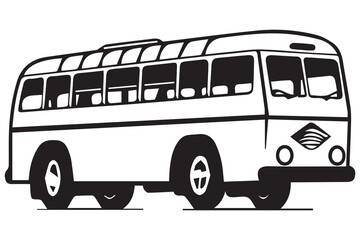 Bus vector black illustration isolated on white background. Hand drawn illustration