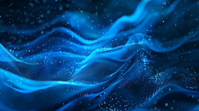  abstract blue digital waves with depth of field and bokeh effect ,Technology Particle Abstract Background, Futuristic abstract background with technology particles in a state of flux, symbolizing 