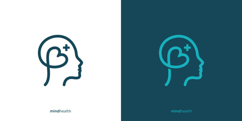 Simple Mind health Logo Design. Human Head and Mind in Linear Outline Style. Psychology Therapy Logo, Icon, Symbol, Vector, Design Inspiration.